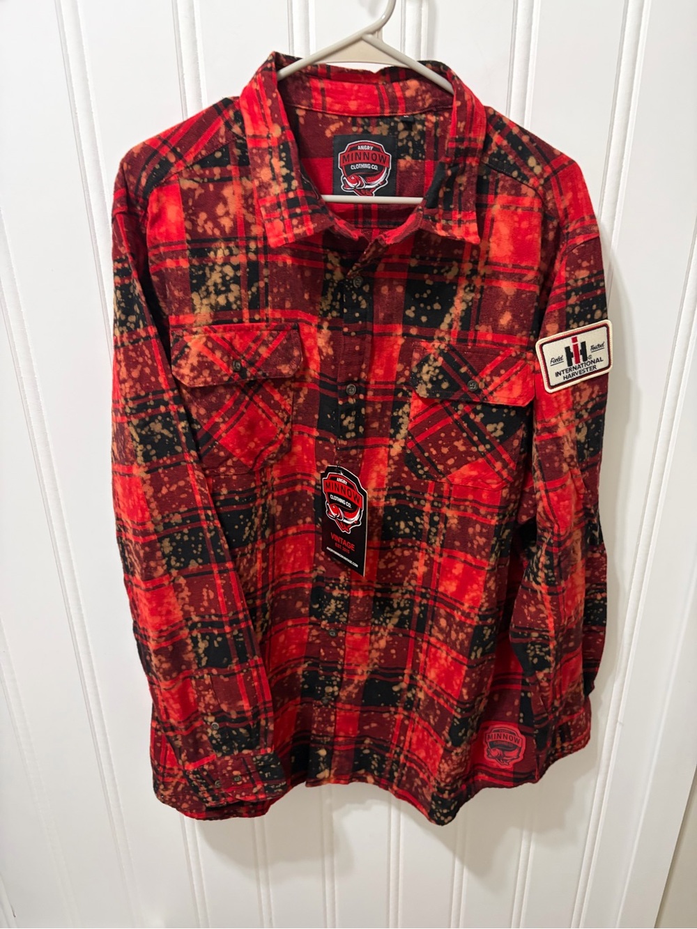 Angry Minnow International Harvester Licensed Plaid Flannel Shirt SZ XL NWT